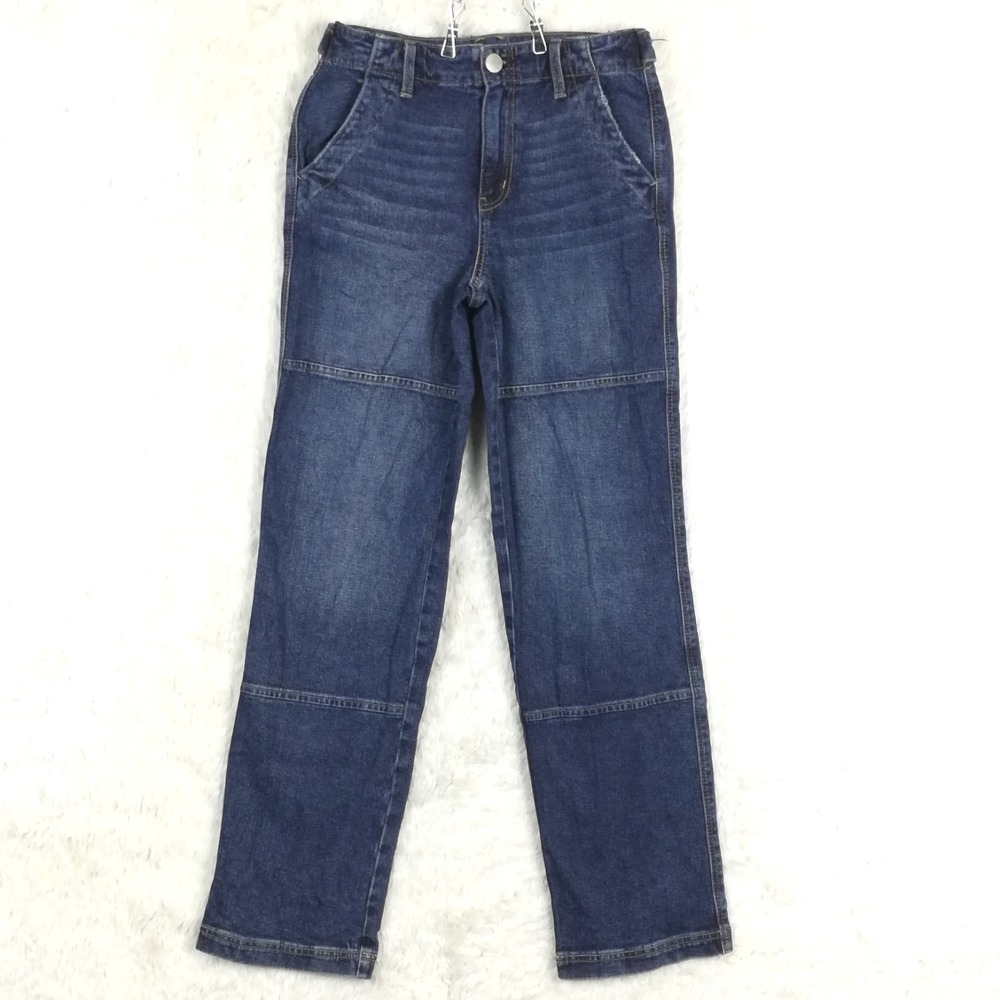 1822 Denim Womens Jeans Paneled Straight Leg Carpenter Blue Reinforced Flap 4‎